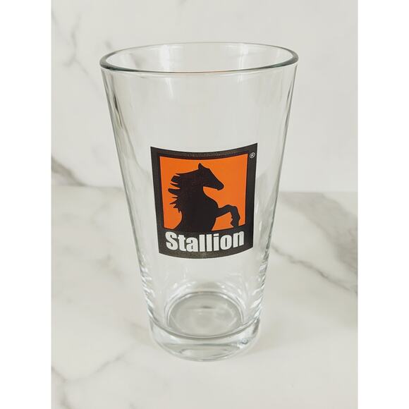 Italian Stallion Horse Pint Beer Clear Glass 16oz Drinkware 5 1/2" Tumbler x2 - Picture 2 of 12